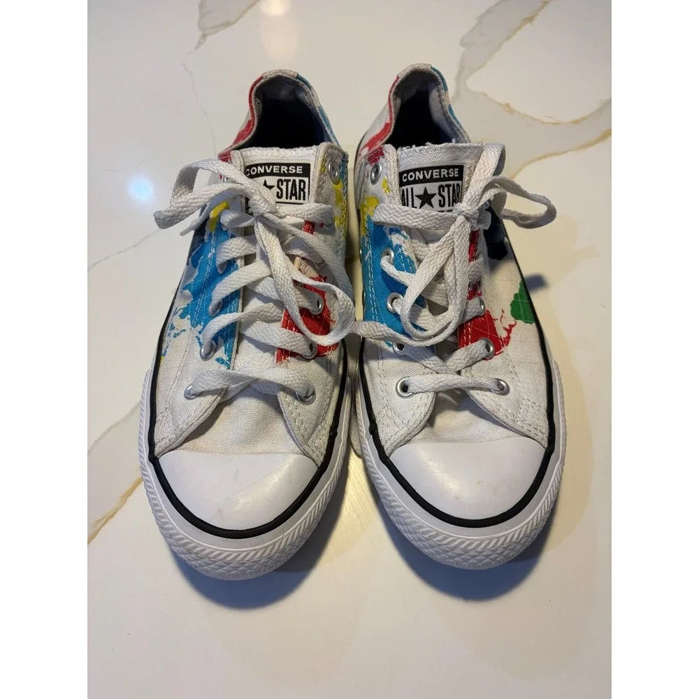 Converse Chuck Taylor All Star Low Top Paint Splatter Canvas Sneakers Youth Size